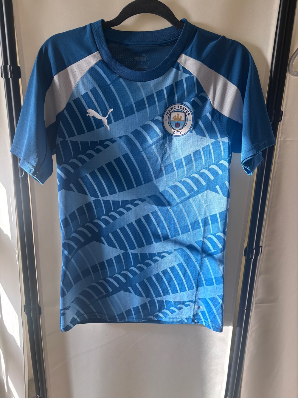 Puma Blue and White Manchester City Short Sleeve Jersey
